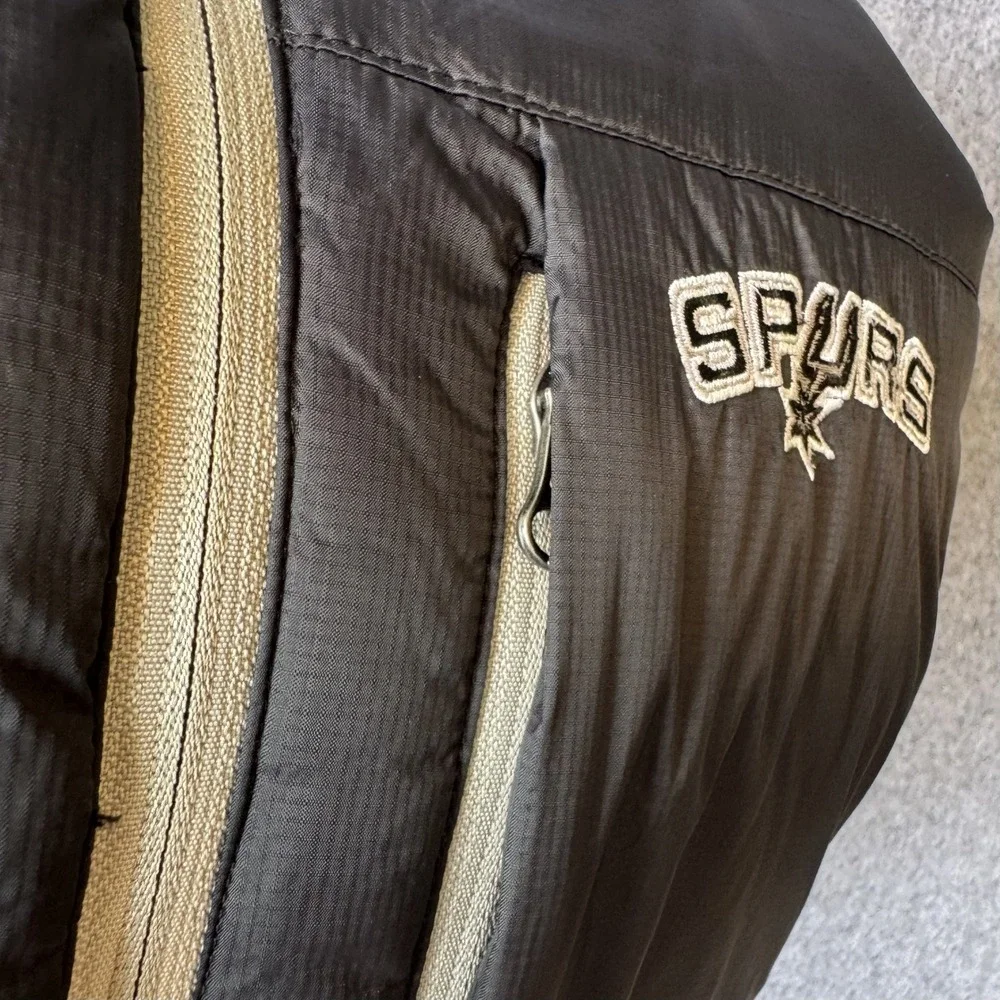 G-III Sports San Antonio Spurs Puffer‎ Jacket XL Black Quilted Hooded NBA